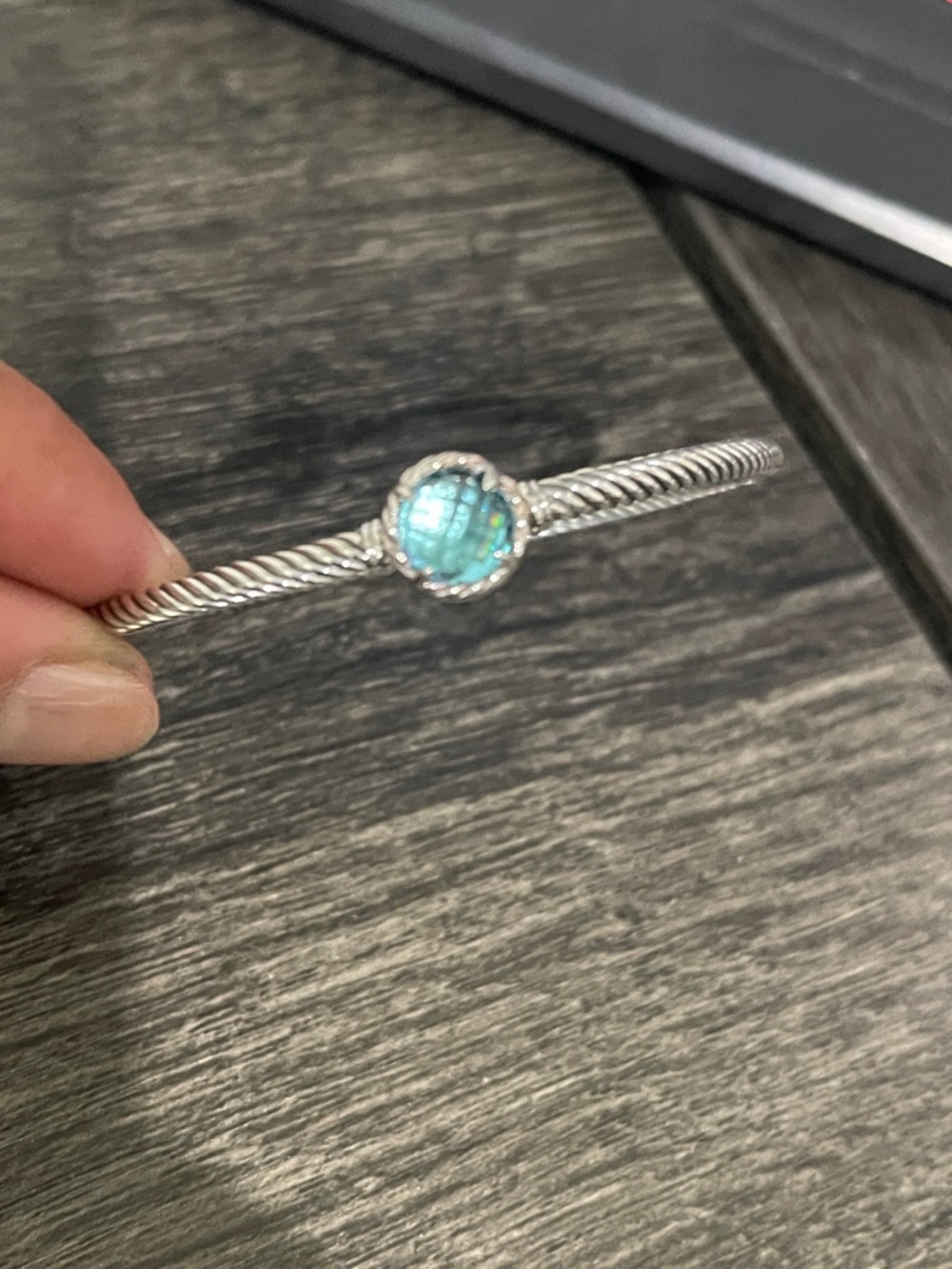 David Yurman Chatelaine 3mm blue topaz bracelet medium